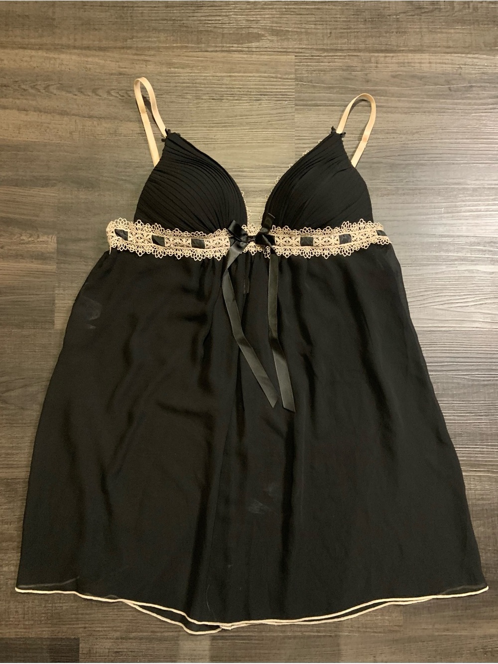 Jessica Black Chemise with Beige Lace Accents